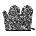 Black And White Mechanic Pattern Print Oven Mitts