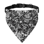 Black And White Mechanic Pattern Print Over The Collar Dog Bandana