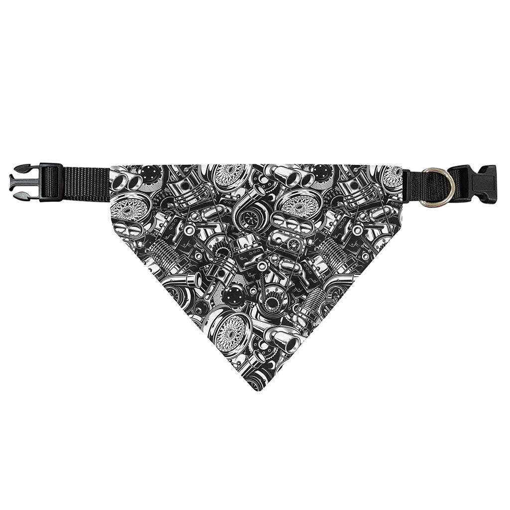 Black And White Mechanic Pattern Print Over The Collar Dog Bandana