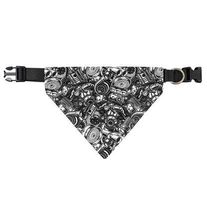 Black And White Mechanic Pattern Print Over The Collar Dog Bandana