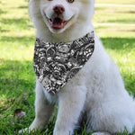 Black And White Mechanic Pattern Print Over The Collar Dog Bandana