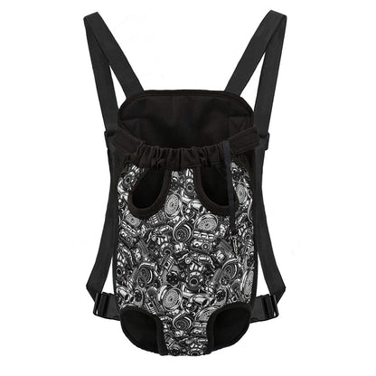 Black And White Mechanic Pattern Print Pet Carrier Backpack