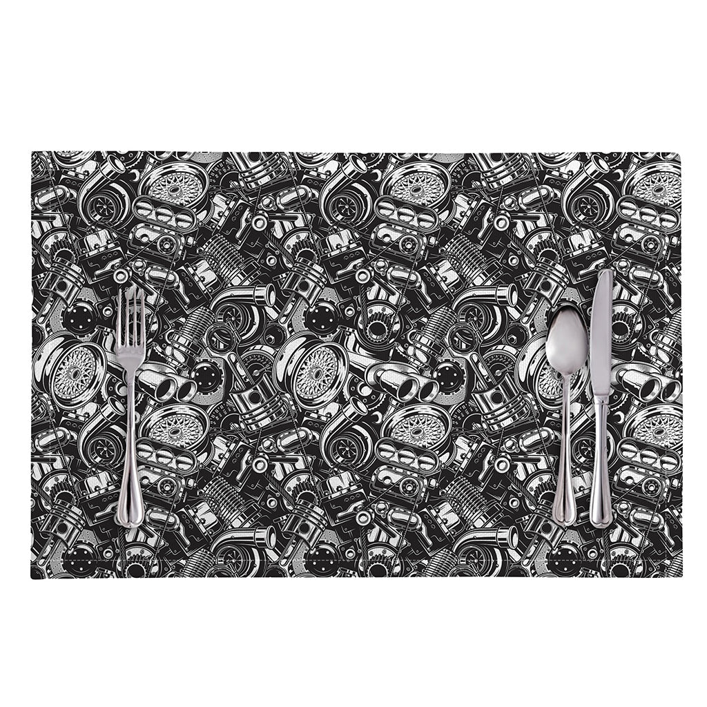 Black And White Mechanic Pattern Print Placemat