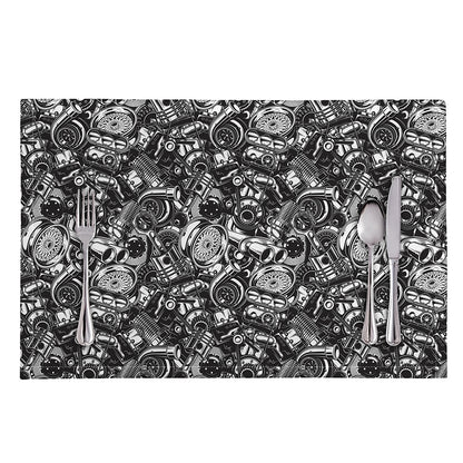 Black And White Mechanic Pattern Print Placemat