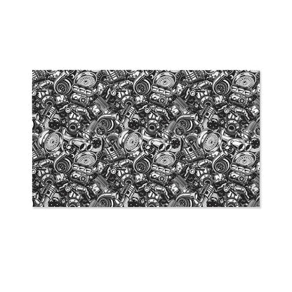 Black And White Mechanic Pattern Print Polyester Flag