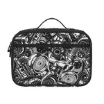 Black And White Mechanic Pattern Print Portable Lunch Bag