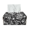 Black And White Mechanic Pattern Print Rectangle Tissue Box Cover