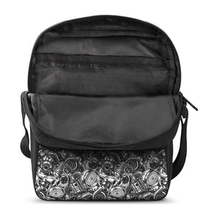 Black And White Mechanic Pattern Print Rectangular Crossbody Bag