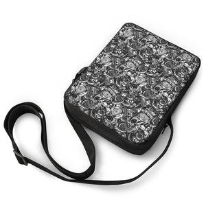 Black And White Mechanic Pattern Print Rectangular Crossbody Bag