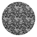 Black And White Mechanic Pattern Print Round Blanket