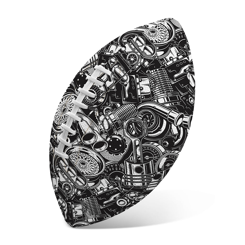 Black And White Mechanic Pattern Print Rugby Ball