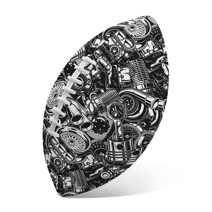 Black And White Mechanic Pattern Print Rugby Ball