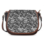 Black And White Mechanic Pattern Print Saddle Bag