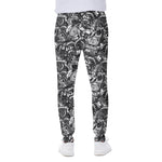 Black And White Mechanic Pattern Print Scuba Joggers