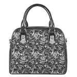 Black And White Mechanic Pattern Print Shoulder Handbag