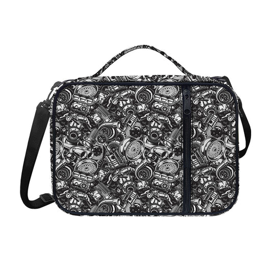 Black And White Mechanic Pattern Print Shoulder Strap Bible Bag