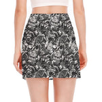 Black And White Mechanic Pattern Print Side Slit Mini Skirt