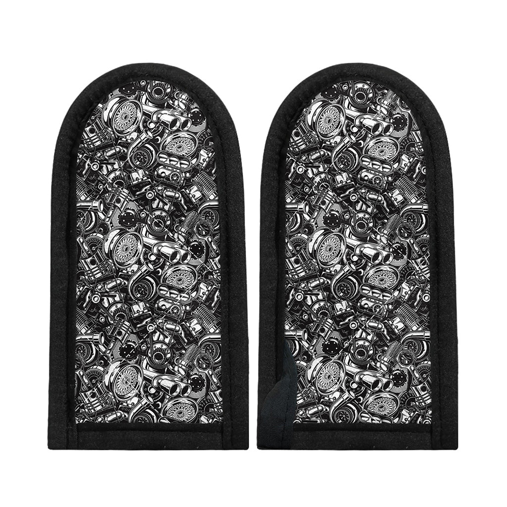 Black And White Mechanic Pattern Print Skillet Handle Cover