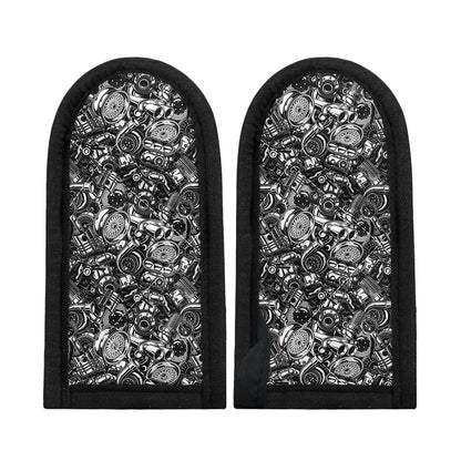 Black And White Mechanic Pattern Print Skillet Handle Cover