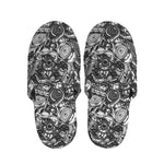 Black And White Mechanic Pattern Print Slippers