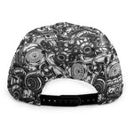 Black And White Mechanic Pattern Print Snapback Cap