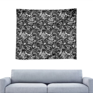 Black And White Mechanic Pattern Print Tapestry