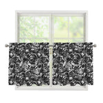 Black And White Mechanic Pattern Print Tier Curtains