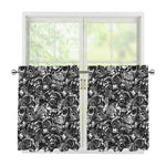 Black And White Mechanic Pattern Print Tier Curtains