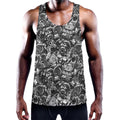 Black And White Mechanic Pattern Print Men's Workout Tank Top