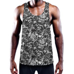 Black And White Mechanic Pattern Print Training Tank Top