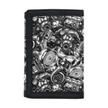 Black And White Mechanic Pattern Print Trifold Wallet