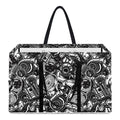 Black And White Mechanic Pattern Print Utility Tote Bag