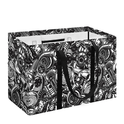 Black And White Mechanic Pattern Print Utility Tote Bag