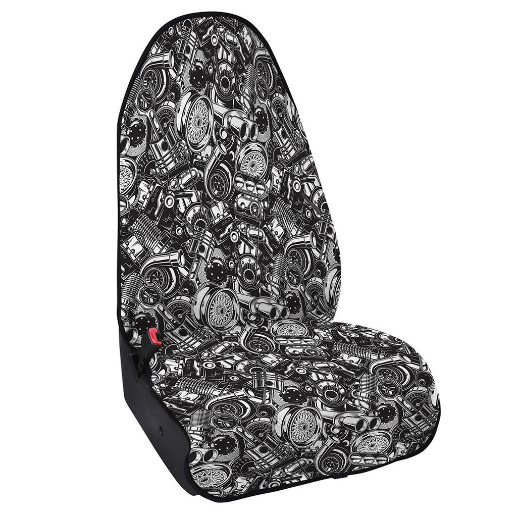 Black And White Mechanic Pattern Print Waterproof Car Seat Cover