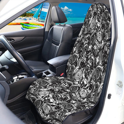 Black And White Mechanic Pattern Print Waterproof Car Seat Cover