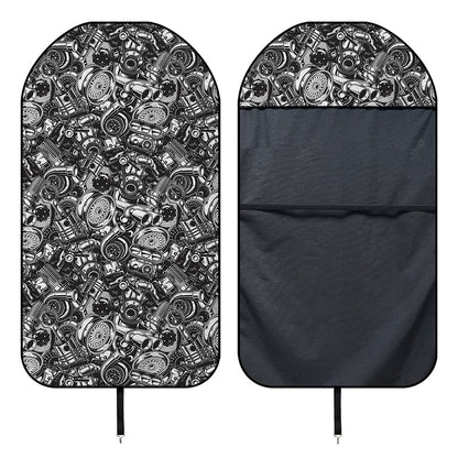 Black And White Mechanic Pattern Print Waterproof Car Seat Cover