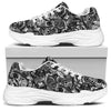 Black And White Mechanic Pattern Print White Chunky Shoes