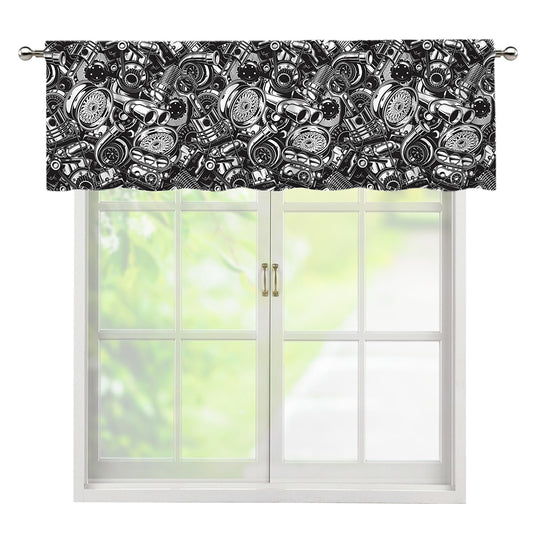 Black And White Mechanic Pattern Print Window Valance