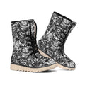 Black And White Mechanic Pattern Print Winter Boots