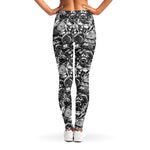 Black And White Mechanic Pattern Print Women's Leggings