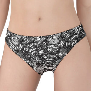 Black And White Mechanic Pattern Print Women's Panties