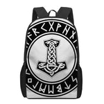 Black And White Mjolnir Print 17 Inch Backpack