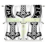 Black And White Mjolnir Print 3 Piece Kitchen Curtains