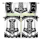 Black And White Mjolnir Print 3 Piece Kitchen Curtains