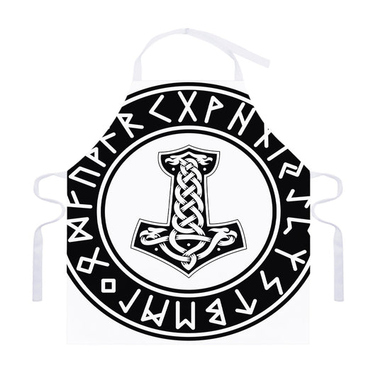 Black And White Mjolnir Print Adjustable Apron