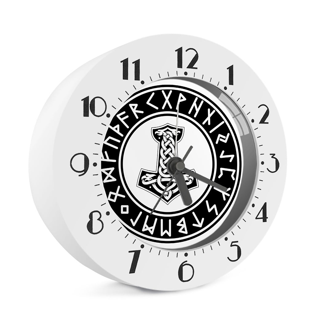 Black And White Mjolnir Print Alarm Clock