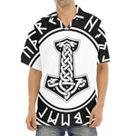 Black And White Mjolnir Print Aloha Shirt