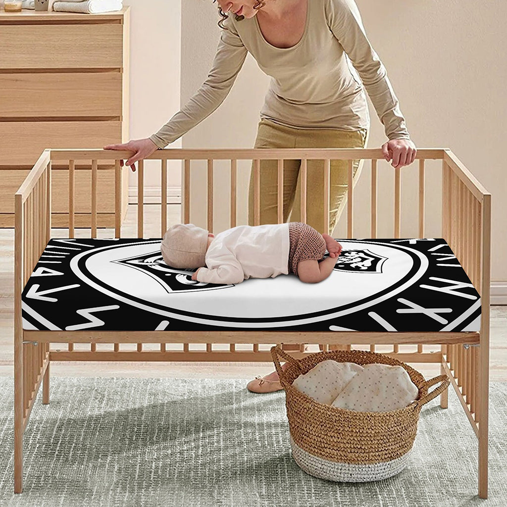 Black And White Mjolnir Print Baby Crib Sheet