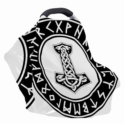 Black And White Mjolnir Print Baby Seat Cover