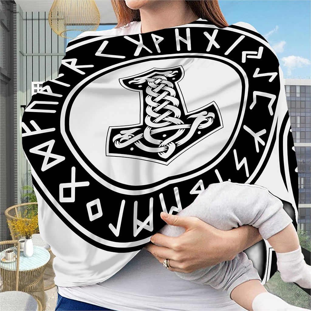 Black And White Mjolnir Print Baby Seat Cover